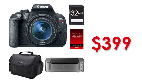 Amazing Sale: Canon T5i Camera, Lens, Memory, Bag, and Pro-100 Printer For Only $399